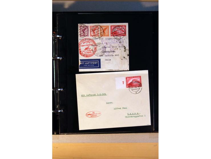 ZEPPELIN-POST:1913/38, Sammlung mit etwa 70 Briefen und Karten, dabei u.a. Sieger Nr. 8a, Südamerika-, Polar- und Chicagofahr