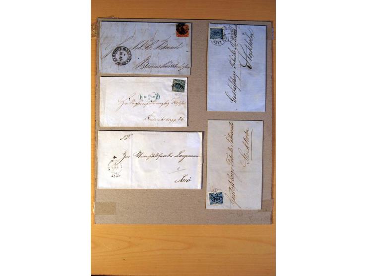 1846/1940 (ca.) rd. 130 Briefe, Karten und Ganzsachen mit etlichen besseren, u.a. Dänemark Mi.-Nr. 13 im 4er-Streifen, 11, 13