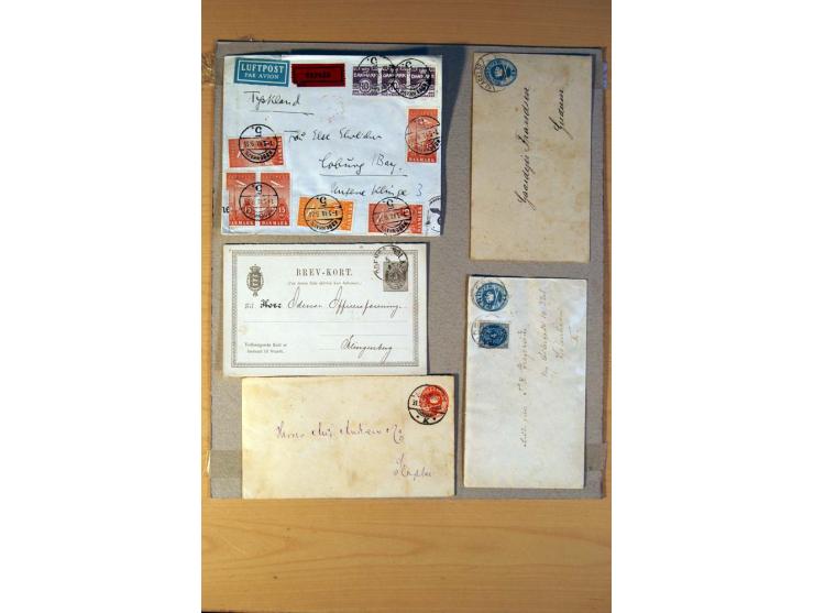1846/1940 (ca.) rd. 130 Briefe, Karten und Ganzsachen mit etlichen besseren, u.a. Dänemark Mi.-Nr. 13 im 4er-Streifen, 11, 13