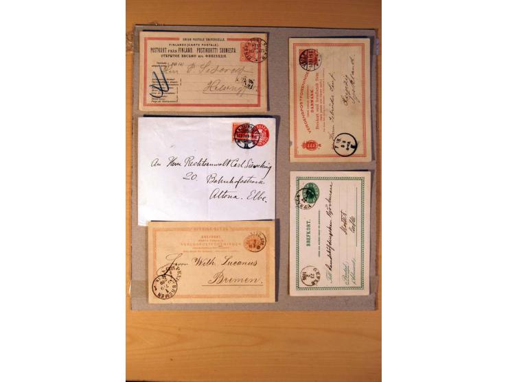 1846/1940 (ca.) rd. 130 Briefe, Karten und Ganzsachen mit etlichen besseren, u.a. Dänemark Mi.-Nr. 13 im 4er-Streifen, 11, 13