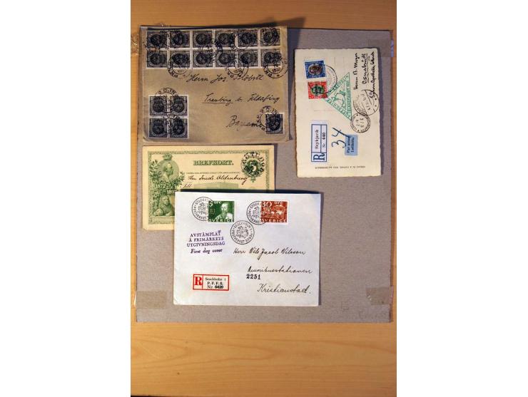 1846/1940 (ca.) rd. 130 Briefe, Karten und Ganzsachen mit etlichen besseren, u.a. Dänemark Mi.-Nr. 13 im 4er-Streifen, 11, 13
