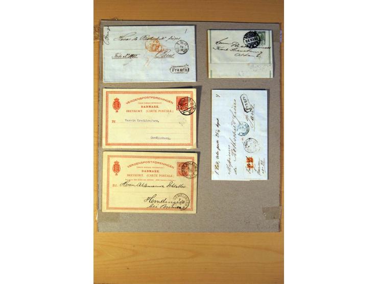 1846/1940 (ca.) rd. 130 Briefe, Karten und Ganzsachen mit etlichen besseren, u.a. Dänemark Mi.-Nr. 13 im 4er-Streifen, 11, 13