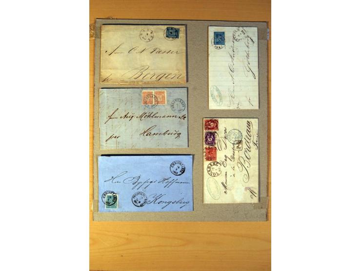 1846/1940 (ca.) rd. 130 Briefe, Karten und Ganzsachen mit etlichen besseren, u.a. Dänemark Mi.-Nr. 13 im 4er-Streifen, 11, 13