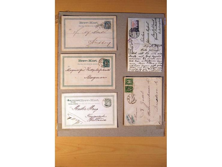 1846/1940 (ca.) rd. 130 Briefe, Karten und Ganzsachen mit etlichen besseren, u.a. Dänemark Mi.-Nr. 13 im 4er-Streifen, 11, 13