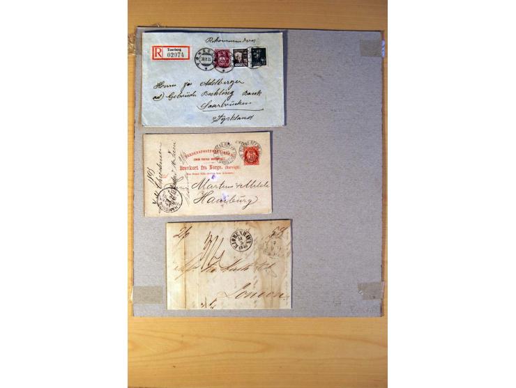 1846/1940 (ca.) rd. 130 Briefe, Karten und Ganzsachen mit etlichen besseren, u.a. Dänemark Mi.-Nr. 13 im 4er-Streifen, 11, 13