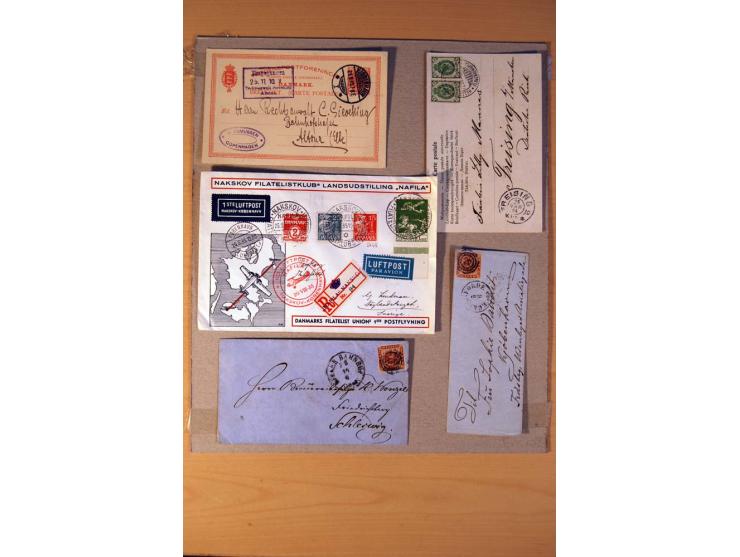 1846/1940 (ca.) rd. 130 Briefe, Karten und Ganzsachen mit etlichen besseren, u.a. Dänemark Mi.-Nr. 13 im 4er-Streifen, 11, 13