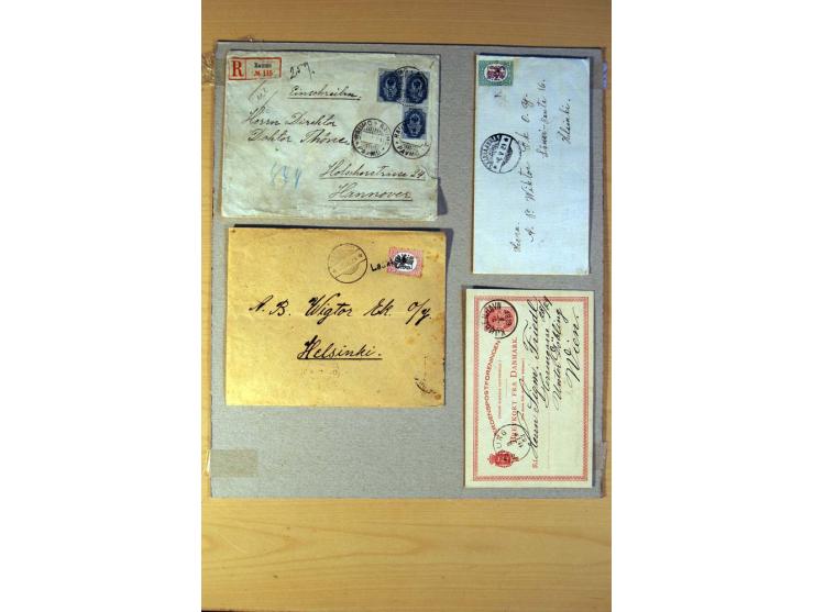 1846/1940 (ca.) rd. 130 Briefe, Karten und Ganzsachen mit etlichen besseren, u.a. Dänemark Mi.-Nr. 13 im 4er-Streifen, 11, 13