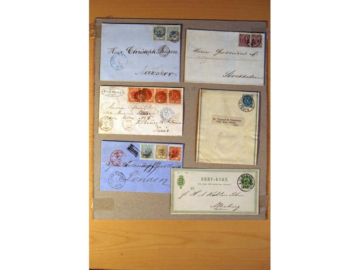 1846/1940 (ca.) rd. 130 Briefe, Karten und Ganzsachen mit etlichen besseren, u.a. Dänemark Mi.-Nr. 13 im 4er-Streifen, 11, 13