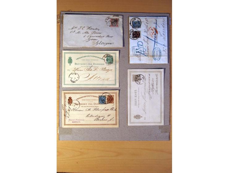 1846/1940 (ca.) rd. 130 Briefe, Karten und Ganzsachen mit etlichen besseren, u.a. Dänemark Mi.-Nr. 13 im 4er-Streifen, 11, 13