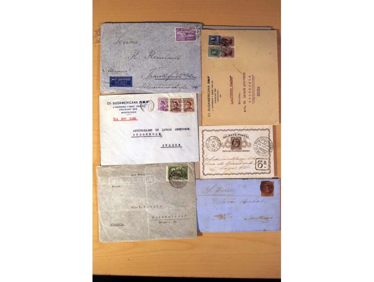 1853/1940, kleine Partie mit 150 Briefe und Karten dabei einige bessere frühe Briefe von Chile und Mexiko