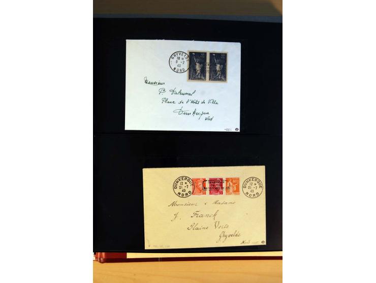 1940, Sammlung von über 100 Briefen, alle Marken mit Aufdruck in Type I,  viele verschiedene Sondermarken und Frankaturkombin