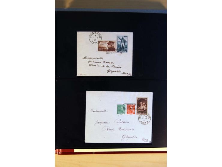 1940, Sammlung von über 100 Briefen, alle Marken mit Aufdruck in Type I,  viele verschiedene Sondermarken und Frankaturkombin