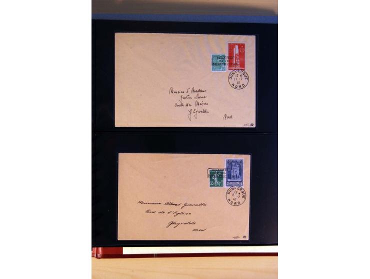 1940, Sammlung von über 100 Briefen, alle Marken mit Aufdruck in Type I,  viele verschiedene Sondermarken und Frankaturkombin