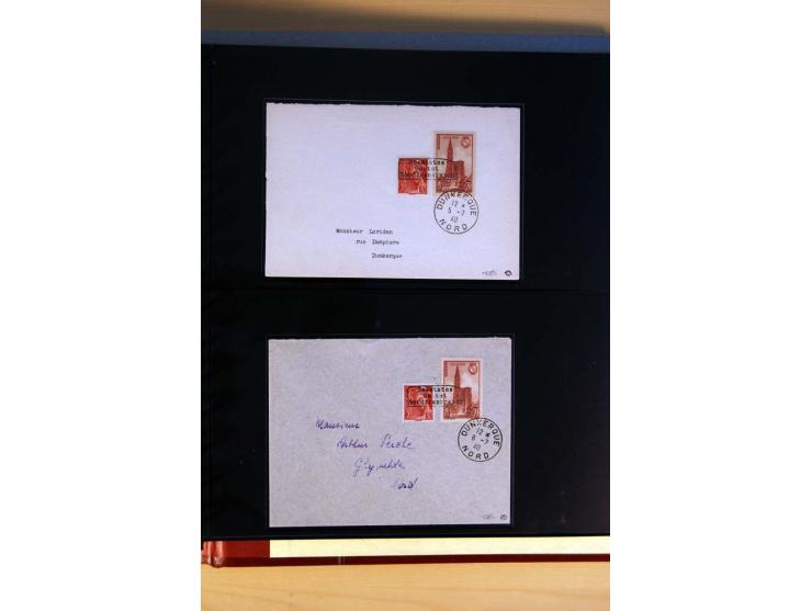 1940, Sammlung von über 100 Briefen, alle Marken mit Aufdruck in Type I,  viele verschiedene Sondermarken und Frankaturkombin