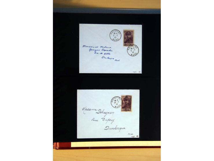 1940, Sammlung von über 100 Briefen, alle Marken mit Aufdruck in Type I,  viele verschiedene Sondermarken und Frankaturkombin