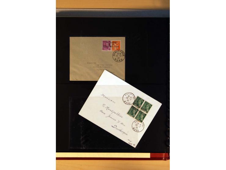 1940, Sammlung von über 100 Briefen, alle Marken mit Aufdruck in Type I,  viele verschiedene Sondermarken und Frankaturkombin