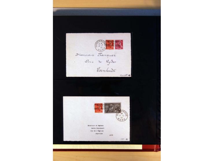 1940, Sammlung von über 100 Briefen, alle Marken mit Aufdruck in Type I,  viele verschiedene Sondermarken und Frankaturkombin