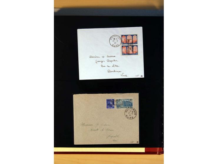 1940, Sammlung von über 100 Briefen, alle Marken mit Aufdruck in Type I,  viele verschiedene Sondermarken und Frankaturkombin