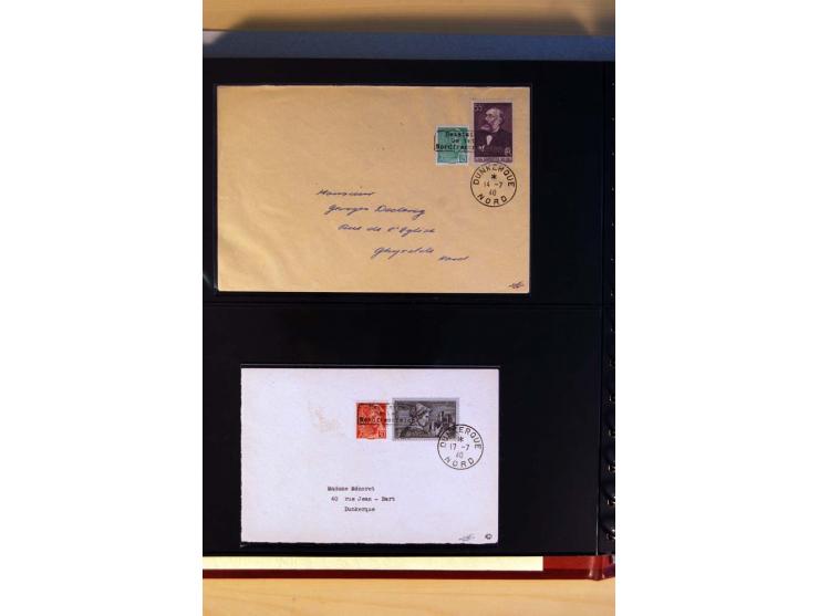 1940, Sammlung von über 100 Briefen, alle Marken mit Aufdruck in Type I,  viele verschiedene Sondermarken und Frankaturkombin