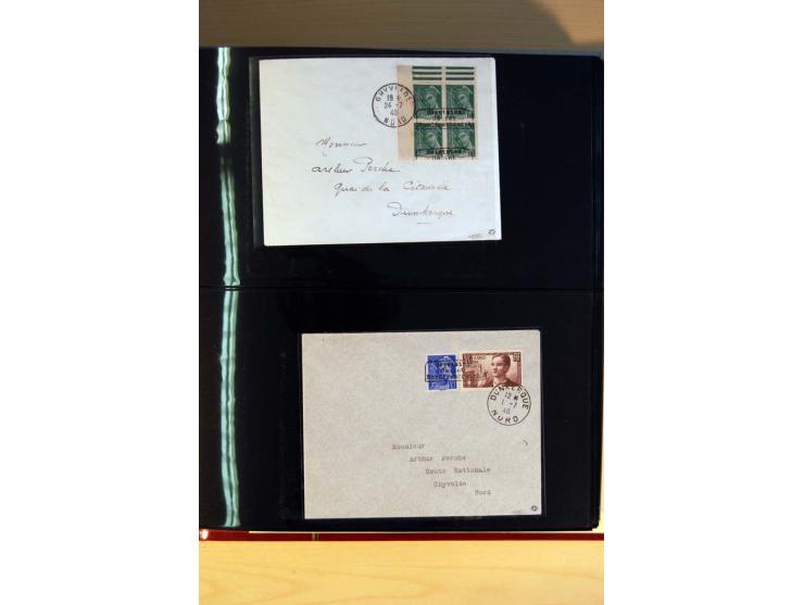 1940, Sammlung von über 100 Briefen, alle Marken mit Aufdruck in Type I,  viele verschiedene Sondermarken und Frankaturkombin