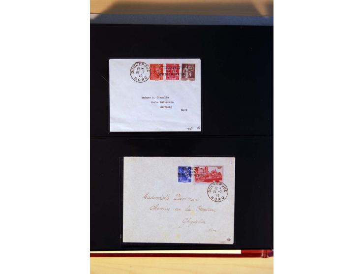 1940, Sammlung von über 100 Briefen, alle Marken mit Aufdruck in Type I,  viele verschiedene Sondermarken und Frankaturkombin