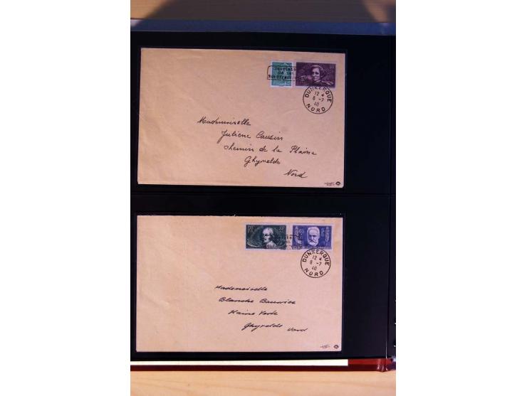 1940, Sammlung von über 100 Briefen, alle Marken mit Aufdruck in Type I,  viele verschiedene Sondermarken und Frankaturkombin