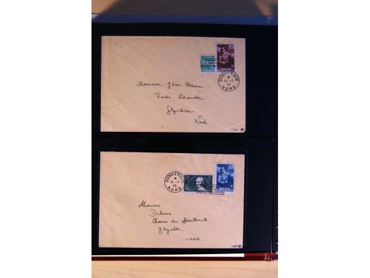 1940, Sammlung von über 100 Briefen, alle Marken mit Aufdruck in Type I,  viele verschiedene Sondermarken und Frankaturkombin