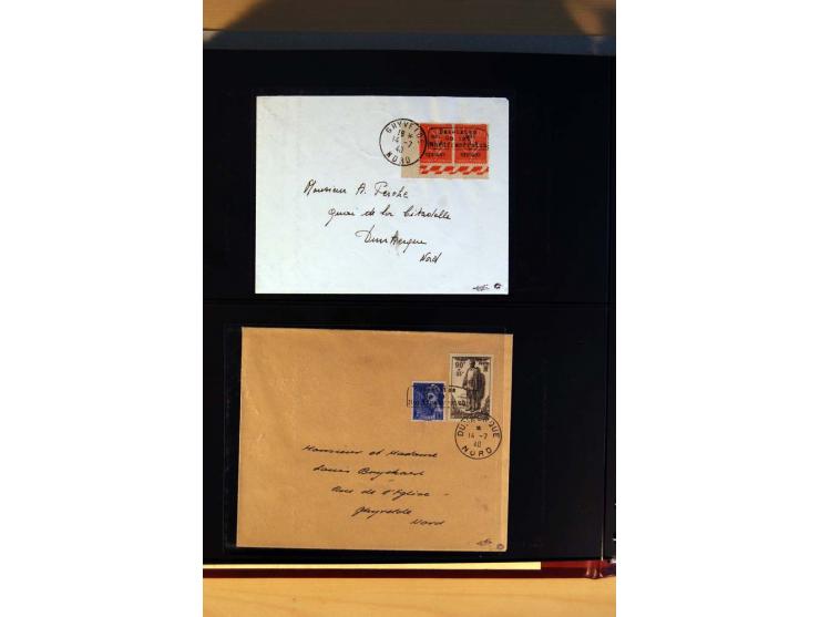 1940, Sammlung von über 100 Briefen, alle Marken mit Aufdruck in Type I,  viele verschiedene Sondermarken und Frankaturkombin