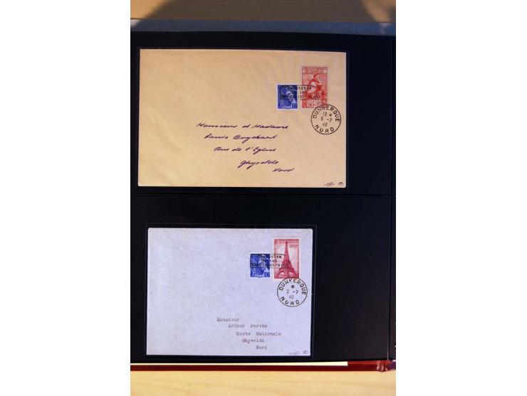 1940, Sammlung von über 100 Briefen, alle Marken mit Aufdruck in Type I,  viele verschiedene Sondermarken und Frankaturkombin