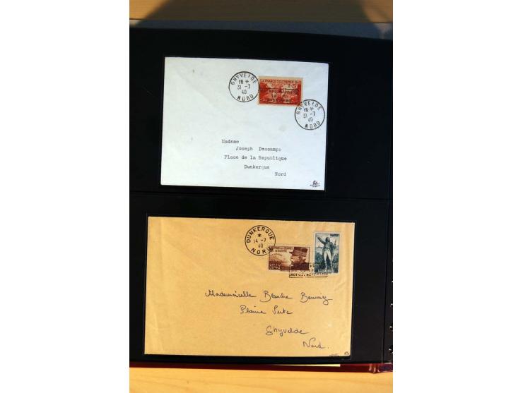 1940, Sammlung von über 100 Briefen, alle Marken mit Aufdruck in Type I,  viele verschiedene Sondermarken und Frankaturkombin