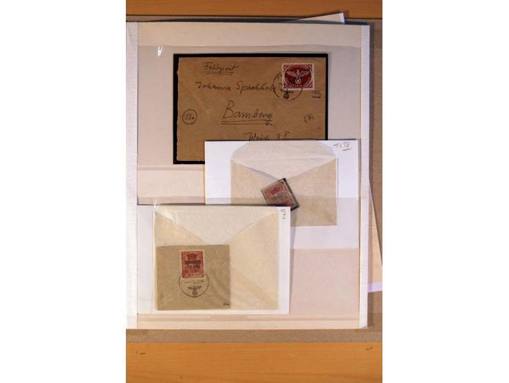 1942/45, postfrische, ungebrauchte und gestempelte Sammlung mit einigen Briefen dabei Mi.-Nr. 4 im senkrechten Paar auf volls
