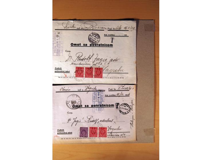 1918/60, meist gestempelter Doublettenposten auf Albenseiten, dazu ca. 60 Briefe und Karten vor 1960 mit auch Portomarken-Fra