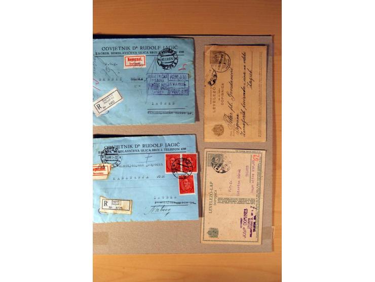 1918/60, meist gestempelter Doublettenposten auf Albenseiten, dazu ca. 60 Briefe und Karten vor 1960 mit auch Portomarken-Fra