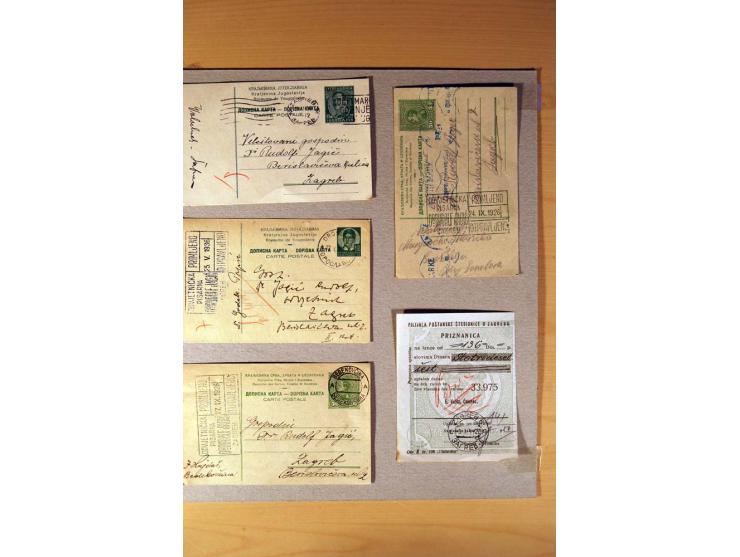 1918/60, meist gestempelter Doublettenposten auf Albenseiten, dazu ca. 60 Briefe und Karten vor 1960 mit auch Portomarken-Fra
