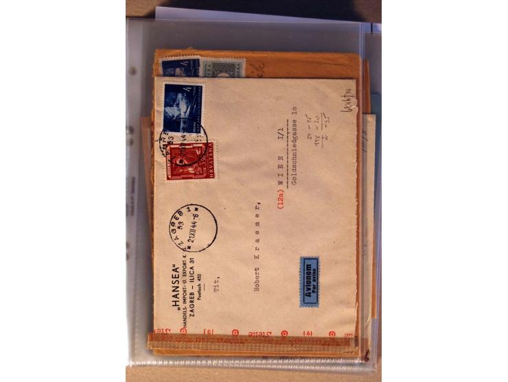 1941/44, ca. 50 Briefe und Karten aus dem Bedarf mit R-Briefen, Luftpostbriefen und einigen Paketkarten, unterschiedliche Erh