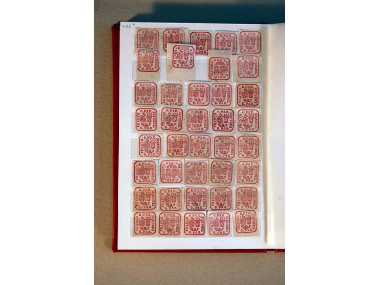 1862/64, ungebrauchte und gestempelte Partie von ca. 240 Marken ex Mi.-Nr. 8I-10II, einige sign. Heimbüchler BPP, Mi.-Nr. 9IZ