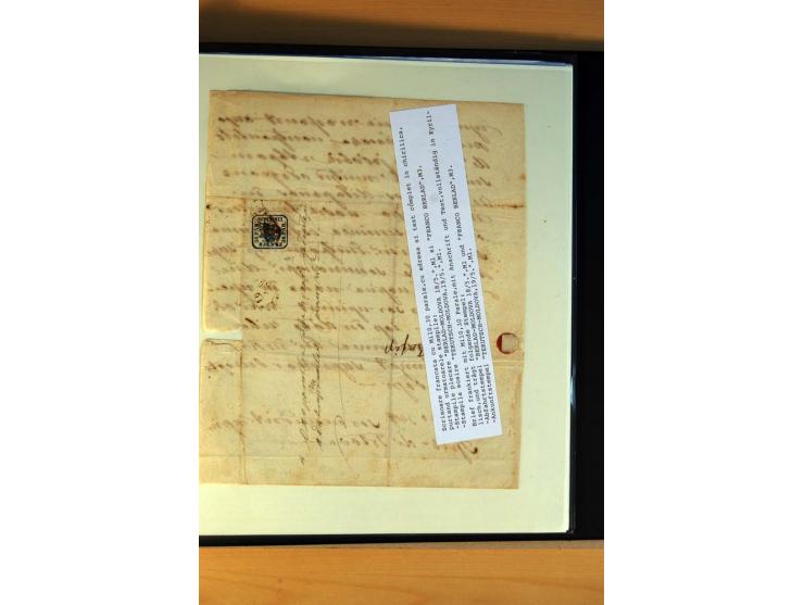 1862/64, 30 Par. blau, 21 Briefe und Briefteile, 4 Briefstücke und 4 lose Marken, dabei Reco, Randstücke etc., unterschiedlic