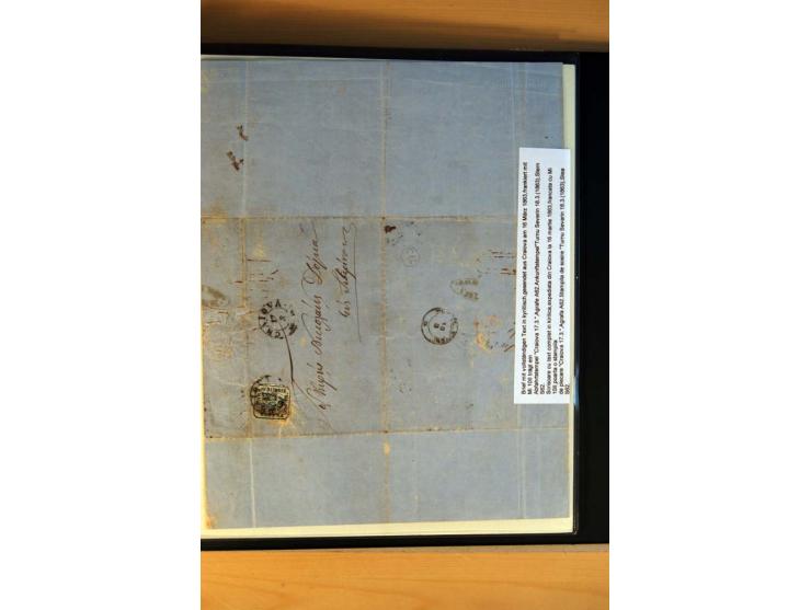 1862/64, 30 Par. blau, 21 Briefe und Briefteile, 4 Briefstücke und 4 lose Marken, dabei Reco, Randstücke etc., unterschiedlic