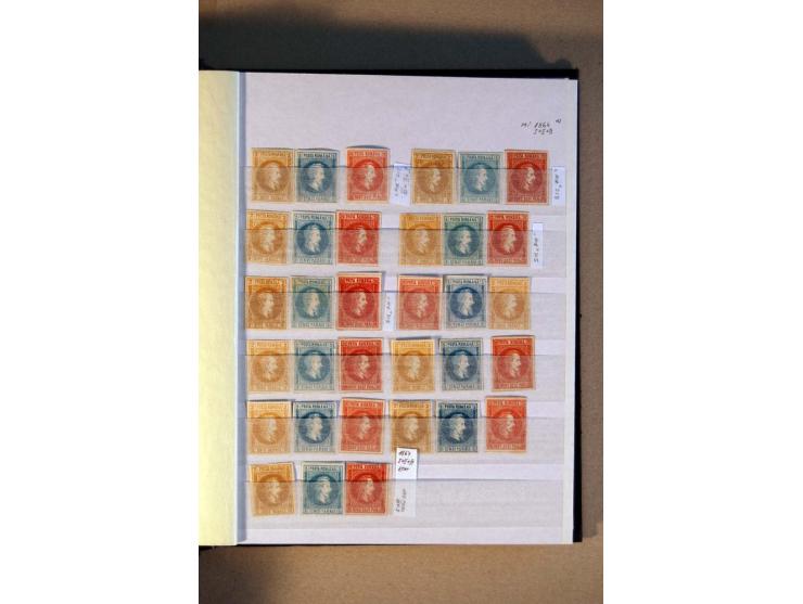 1864/65, Cuza, ungebrauchter und gestempelter Doublettenposten Mi.-Nr. I-13, dabei verschiedene Papierarten, Farbnuancen, Bri