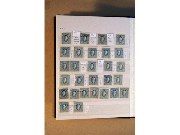 1864/65, Cuza, ungebrauchter und gestempelter Doublettenposten Mi.-Nr. I-13, dabei verschiedene Papierarten, Farbnuancen, Bri