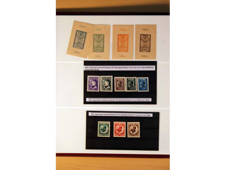 1893/1935, postfrische, ungebrauchte und gestempelte Partie mit Essays, Probedrucken, ungezähnten Marken, Abarten etc., dazu 