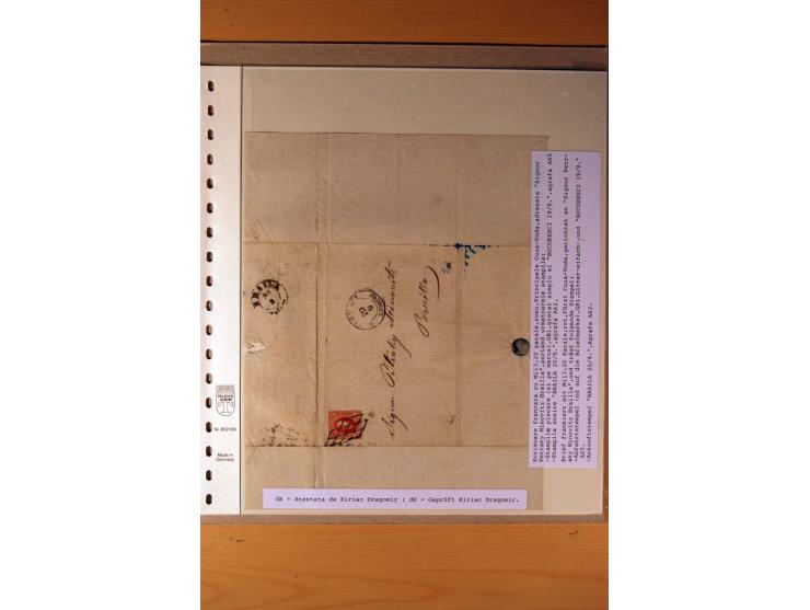 1865, Cuza 20 Par., 10 Briefe in unterschiedlicher Erhaltung, dabei Brief mit 2 Marken, ex Seybold, Syracuse
 