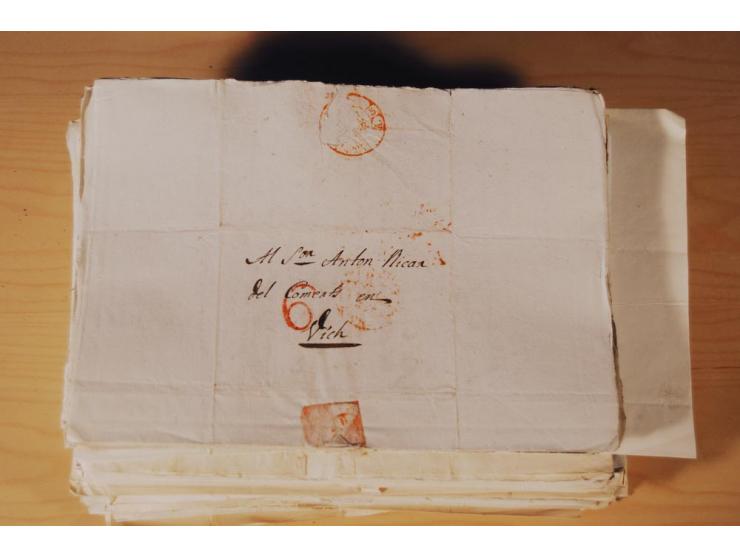 1830/50 (ca.), rd. 300 aktenfrische Vorphilabriefe mit Inhalt, alle mit roten oder schwarzen L2 bzw. DKr. mit diversen Taxste