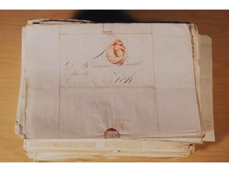 1830/50 (ca.), rd. 300 aktenfrische Vorphilabriefe mit Inhalt, alle mit roten oder schwarzen L2 bzw. DKr. mit diversen Taxste