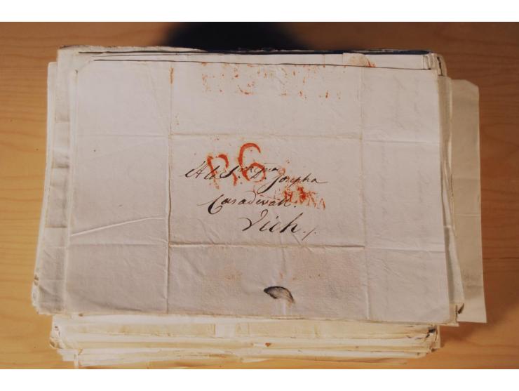 1830/50 (ca.), rd. 300 aktenfrische Vorphilabriefe mit Inhalt, alle mit roten oder schwarzen L2 bzw. DKr. mit diversen Taxste