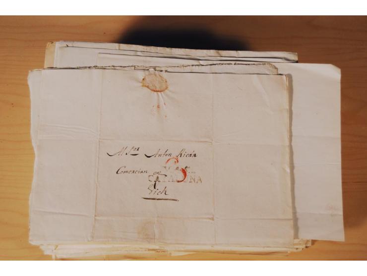 1830/50 (ca.), rd. 300 aktenfrische Vorphilabriefe mit Inhalt, alle mit roten oder schwarzen L2 bzw. DKr. mit diversen Taxste
