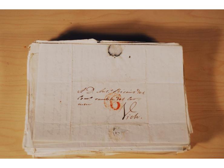 1830/50 (ca.), rd. 300 aktenfrische Vorphilabriefe mit Inhalt, alle mit roten oder schwarzen L2 bzw. DKr. mit diversen Taxste