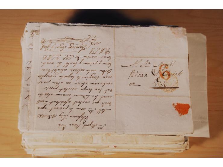 1830/50 (ca.), rd. 300 aktenfrische Vorphilabriefe mit Inhalt, alle mit roten oder schwarzen L2 bzw. DKr. mit diversen Taxste