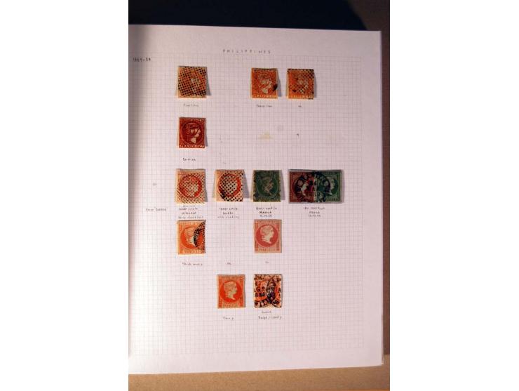 1854/98, Kuba, Philippinen und Puerto Rico, ungebrauchte und gestempelte Sammlung, teils mehrfach bzw. nach Farbennuancen mit