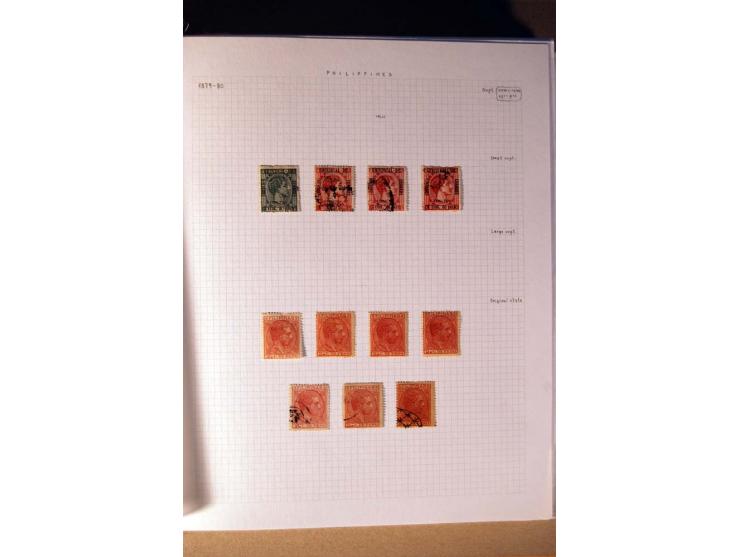 1854/98, Kuba, Philippinen und Puerto Rico, ungebrauchte und gestempelte Sammlung, teils mehrfach bzw. nach Farbennuancen mit